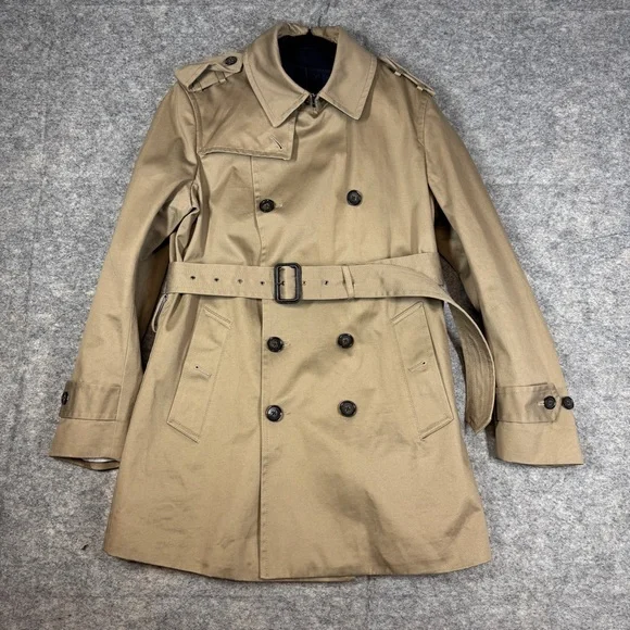 Banana Republic Classic Double Breasted Trench Coat Khaki Size S Quiet Luxury - Picture 2 of 16